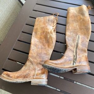Bed Stu new knee high brown laceup back boots 6